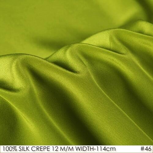 SILK CREPE DE CHINE 12mm Width45"-114cm100%Silk Crepe Fabric Batik Fabric for Painting Women Shirt Fabric 5Meters/Lot Olive NO46
