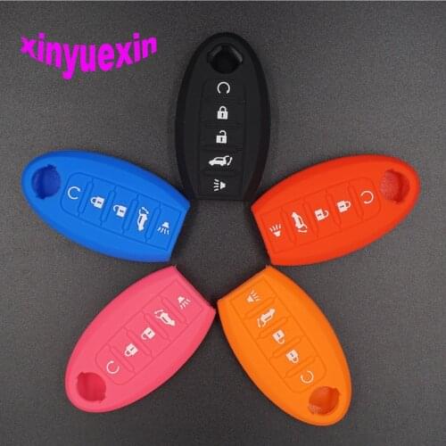 Xinyuexin Silicone Car Key Cover FOB Case For Nissan Pathfinder Juke X-trail Altima Almera 5button Remote Key Case Car-styLing