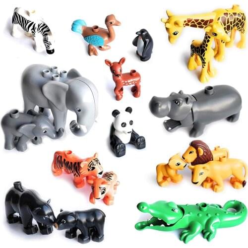Big Size Building Blocks Animal Accessories Figures Lion Monkey Horse Compatible Big Brick Toys for Children Kids Baby Gifts