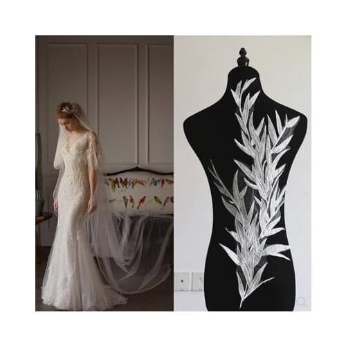 Super Fairy Bamboo Leaf Embroidery Net Yarn Lace Flower Piece Dress Veil Fabric Diy Handmade Clothing Material