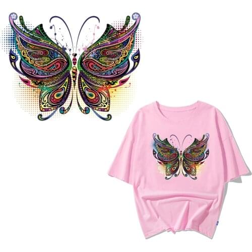 Iron on Butterfly Patches for Clothing DIY T-shirt Jeans Heat Transfer Vinyl Stickers on Clothes Badges Applique Thermal Press