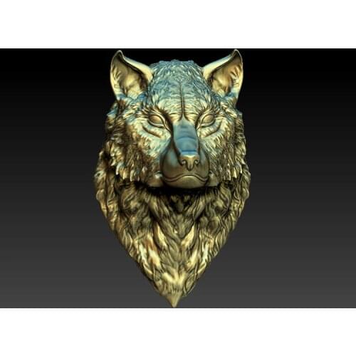 Wolf head 3d model for cnc router 3d printer in STL file format