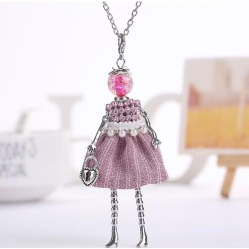 YLWHJJ 2020 new doll necklaces & pendant red necklace for women statement hot fashion jewelry Rhinestone Pearl Dress pendant