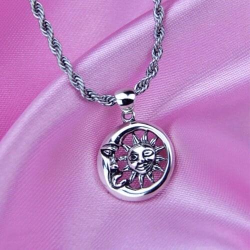 Y2K Jewelry Moon Sun Smiley Necklace For Women Metal Vintage Punk Fashion Harajuku Necklace Charms 90s Aesthetic Gifts