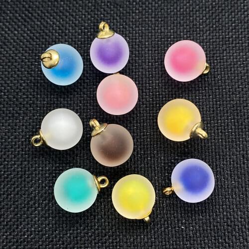 10pcs/pack of exquisite glass ball pendant transparent jar glass beads multicolor charm DIY jewelry making necklace earrings16mm
