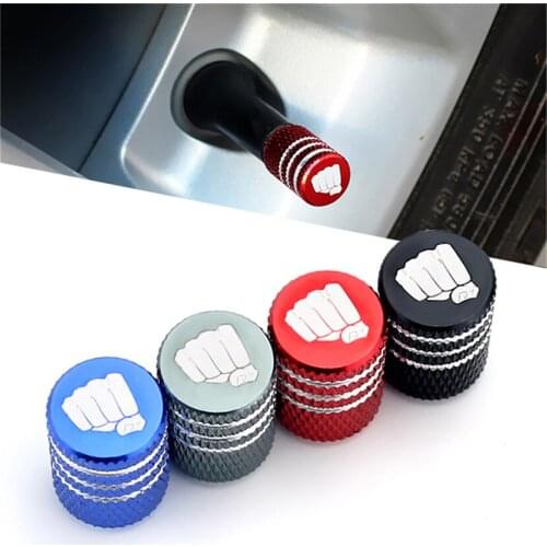 4pcs Car Tire Valve Stem Caps Aluminum Theftproof Laser Custom Fist Pattern Valve Caps For AUDI A6L Q3 Q5 Q7 TT Sline C5 C6 B7