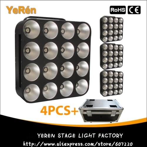 4PCS) with Flightcase LED Blinder Light LED Matrix 16X30W COB Blinder RGB Tricolor DJ LED Effect Light