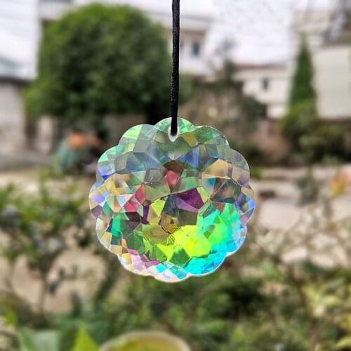 45mm Crystal Mandala Suncatcher Rainbow Maker AB Plum Blossom Chandelier Prism Pendant Home Window Garden Hanging Decor Ornament