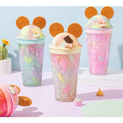 450ml Summer Ice Cup Double Layer Cold Storage Cup Girl Ice Storage Container Creative Modeling Crushed Ice Cup Water Container