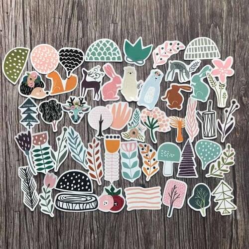 50 Sheets Cute Animal Diary Sticker Pack Nordic Bear Fox Rabbit Deer Tulip Cell Phone Computer Decor Stickers Office Accessories