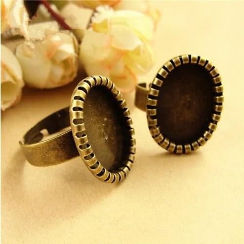 50Pcs/lot Jewelry Findings Antique Bronze Ring Settings DIY 18*13MM Ring Base for DIY Jewelry Gift