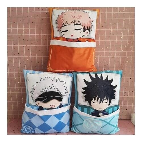 Anime Jujutsu Kaisen Fushiguro Megumi Itadori Yuji Gojo Satoru Cute Plush Stuffed Sleep Throw Pillow Anime Cushion Toy Cosplay