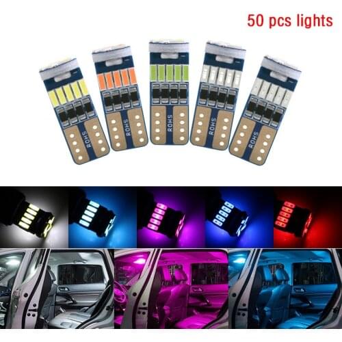 Free Shipping 50pcs T10 W5W Car Led Lights Canbus No Error For Auto Interior Dome Lamp White Yellow Red 12V 5w Signal Diode Bulb