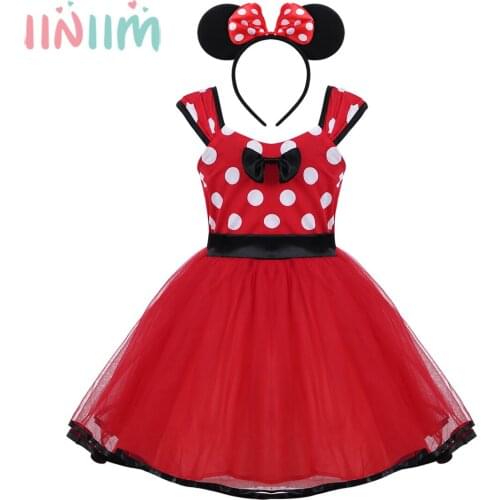 Kids Girls Christmas Princess Dress Toddler Girls Birthday Easter Dress Up Halloween Cosplay Sleeveless Dots Tutu Hairband Sets