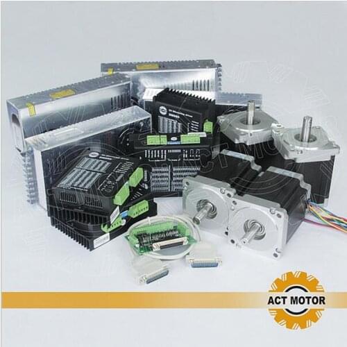 ACT Motor 4Axis CNC Nema34 Stepper Motor 34HS9456 Single Shaft 4Lead 1090oz 99mm 5.6A+4PCS Driver DM860 7.8A 80V Medical CNC