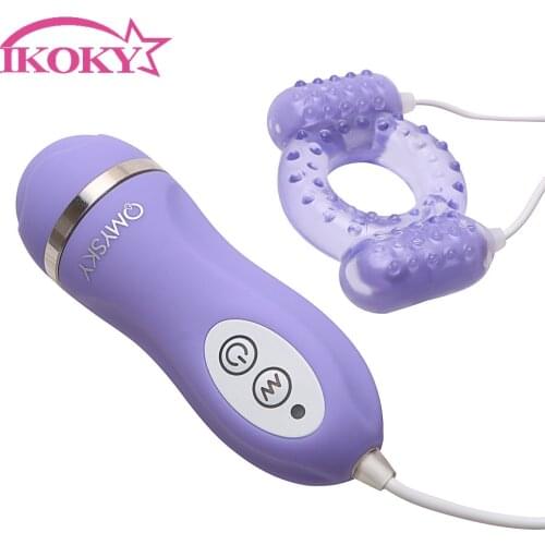 IKOKY Penis Stimulator Vibrator Persistent Ring Vibrate Penile Ring Jump Egg Sex Toys For Men Masculine Masturbation