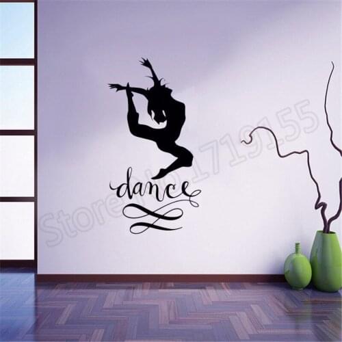 Graceful Woman Dancer Wall Stickers Jumping Elegant Girls Room Applicable Stickers Gymnastics Acrobatics Home Vinyl Decor SYY394