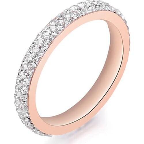 Stainless Steel Rings For Women Color Clear Crystal Engagement Rings Wedding Gift 2020 Fashion Jewelry anillos mujer Size 17-20