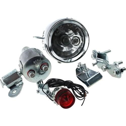 1 Set 12V 6W Dynamo Headlight & Tail Light Kit Set Fits Bicycles Motorized Bike