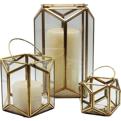 Square European Votive Candle Holder Wedding candle holders Hanging Lantern Home Wedding Decorative Candle Sconce Metal Lantern