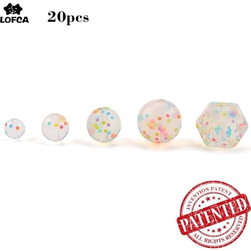 LOFCA New Confetti Beads Silicone BPA Free Baby Teethers 20pcs Sprinkles Hexagon Loose Beads Round Shaped Baby Teething Pacifier