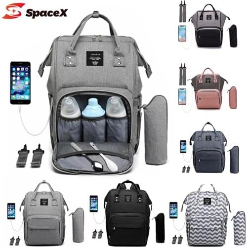 Multifunction Diaper Bag Backpack USB Charging Interface Mommy Bag Large Capacity Waterproof Baby Care Bag Travel Backpack New
