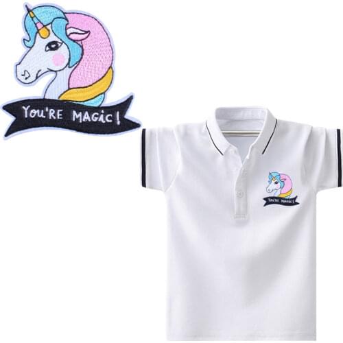 Cartoon unicorn leaves Patches For Stripe Clothes Patch A-level Washable Iron On Applique DIY Clothing Sticker