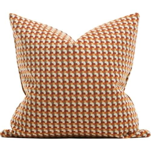 DUNXDECO Cushion Cover Decorative Pillow Case Vintage Simple Orange Red Weaving Artistic Geometric Sofa Chair Bedding Coussin