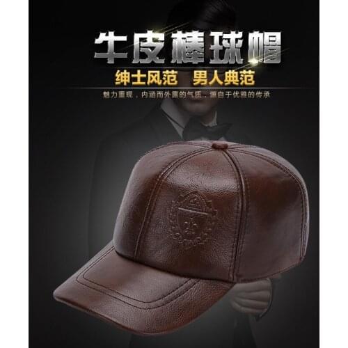 New Baseball cap Men 's high - quality Suede leather outdoor cap Cowhide Leather hat fishing cap Leisure flat cap Windproof