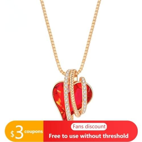 AGATA 2021 New Guardian Heart Necklace Fashion Fire Red Crystal Gold Plated for Girlfriend Christmas Gift Necklace Jewelry