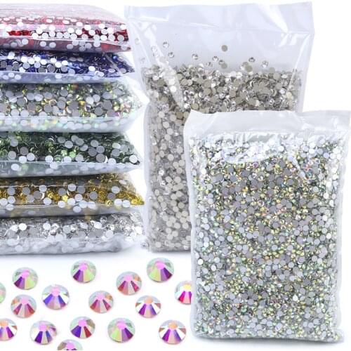 Wholesale 1440-14400PCS/PACKS SS3-SS40 Crystal AB 3D Nail Art Decoration Rhinestones Glue on Flatback Clothing DIY Rhinestone