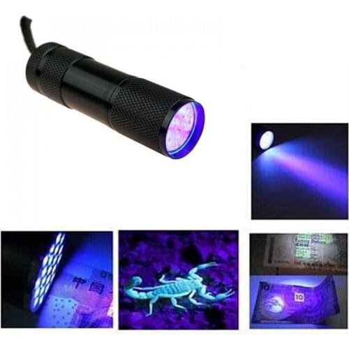Portable UV Flashlight Ultra Violet Light Function Mini UV Black Light 9LED Pet Urine Stains Detector Scorpion Flashlight Lights