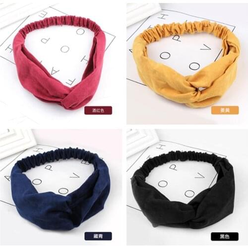 New Women Suede Soft Solid Headbands Vintage Cross Knot Elastic Hairbands Bandanas Girls Hair Bands Hair Accessories