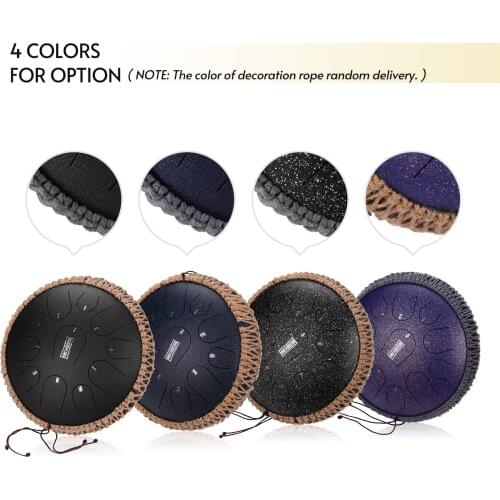 11 Notes C Key Hand Drum 12 Inches Portable Steel Tongue Drum Travel Drum Percussion Instrument with Mallets Carry Bag