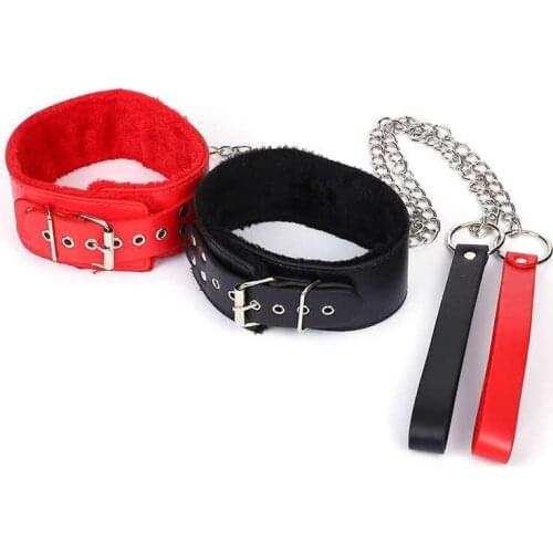Sex Toys Bdsm Fetish Bondage Slave Sex Leather Collar Steel Chain Restricts Adult Game Punish Neck Collars Couple Flirting Toys