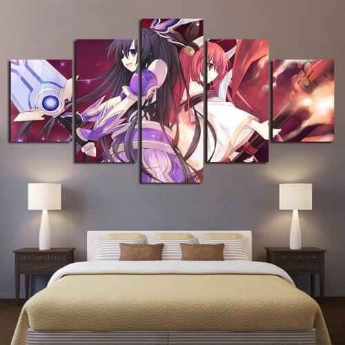 Wall Artwork HD Prints Home Decoration 5 Piece Date A Live Poster Picture Modern Canvas Animation Painting For Living Room Frame
