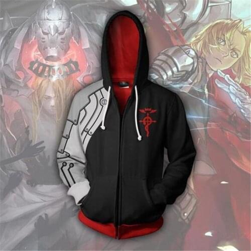 Anime All-metal alchemists zipper hoodie men and women Cosplay sweater anime costume 3D printing New