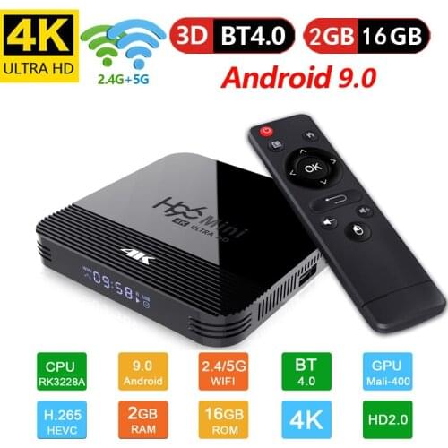 50pcs H96 mini h8 9.0 Android TV Box Rockchip RK3228A 2G Ram 16GB 4K Smart TV Box 2.4G&5G Wifi BT4.0 2G 16G Set Top Box