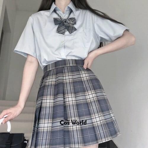 [Bask in the sea] Girls Summer High Waist Pleated Skirts Plaid Skirts Women Dress For JK School Uniform Students Cloths