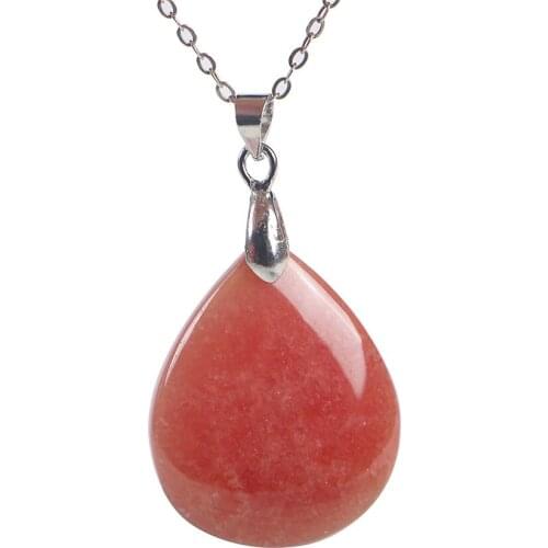 Genuine Natural Ice Rhodochrosite Stone Fashion Bead Women Waterdrop Charm Necklace pendant 27*22*5mm