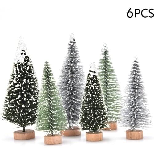 1/5/6 Pcs Miniature Christmas Tree Small Artificial Sisal Snow Landscape Architecture Trees for Christmas Crafts Tabletop Decor