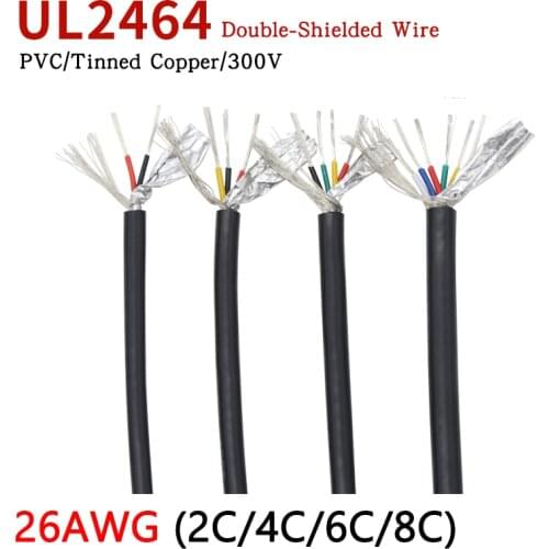 1M 26AWG UL2464 Shielded Wire Signal Cable 2 3 4 5 6 8 Cores PVC Insulated Channel Audio Headphone Copper Control Sheathed Wire