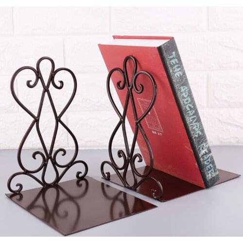 1 Pair Portable Metal Bookends Book Stand Holder Desktop Rack Shelf For Home Office Supplies