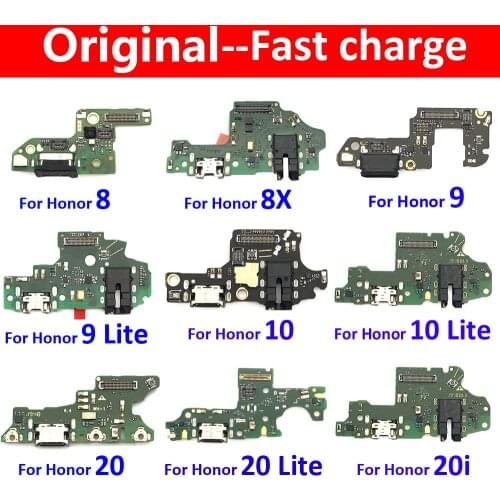 100% Original USB Charge Port Jack Dock Connector Charging Board Flex Cable For Huawei Honor 8 9 Lite 10 20 Pro 20i 5C 5X 8X Max