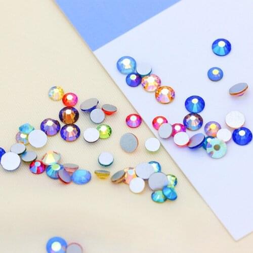 144pcs High quality AB Colors Glitter Non Hotfix Rhinestone Crystal Ab Flatback Stones Nail Art Shoe Bag Clothing Decorations