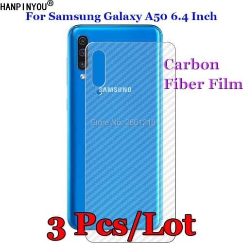 3 Pcs/Lot For Samsung Galaxy A50 SM-A505F/DS 6.4" 3D Non-slip Clear Carbon Fiber Back Film Screen Protector Protective Sticker