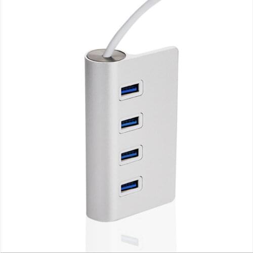 4-Port USB 3.0 Aluminum Hub Connector Portable Data Hub Adapter 5Gbps High Speed for Notebook PC, USB Flash Drives, Mobile HDD