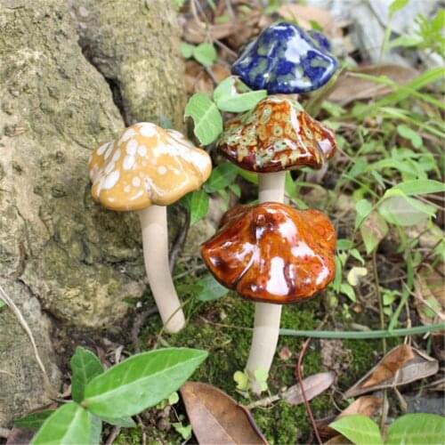 4X12cm Ceramic Toadstools Mushroom Fairy Ornament Yard Garden Plant Pots Decor 4pcs/set