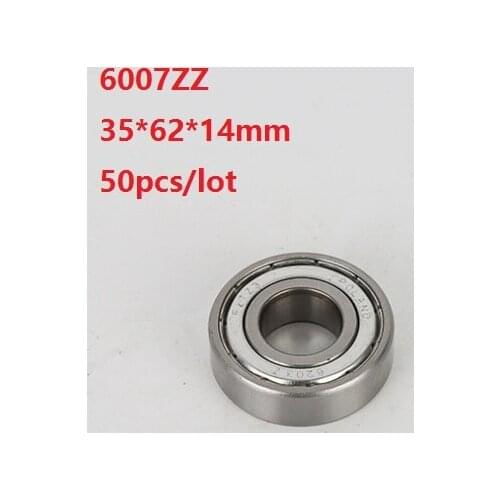 50pcs/lot 35x62x14mm 6007ZZ 6007Z 6007 Z ZZ 35*62*14mm Double metal cover Deep Groove Ball bearing
