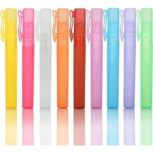 500 x 10ML Empty Plastic PP Spray Perfume bottle Refillable Pen Shape Fragrance Sample Bottle Clean Cloth for Travel Party